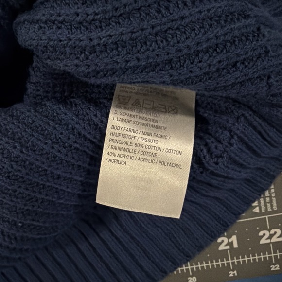 Belle By Kim Gravel Turtleneck Sweater Size L Cobalt Blue Blouson Sleeve - New - Picture 8 of 9